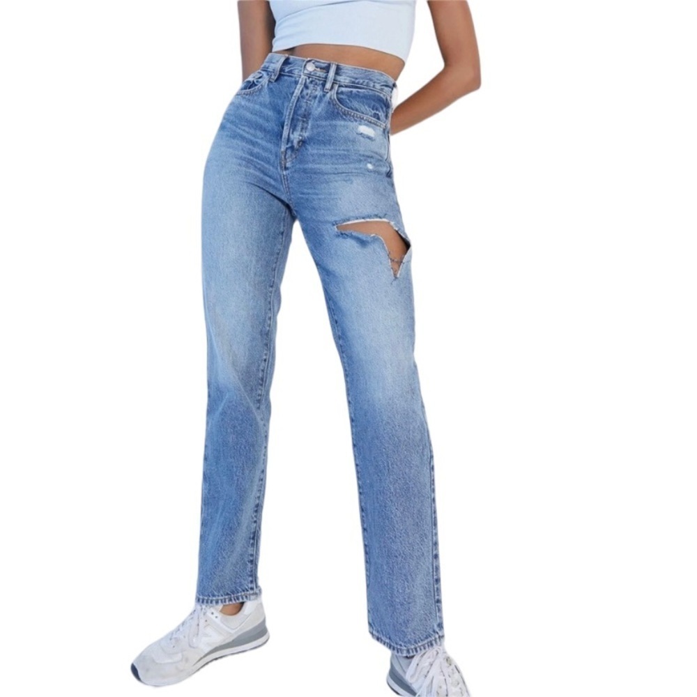 Pacsun Dad Jean Womens Size 28 Straight Leg High Rise 100% Cotton Ripped Light